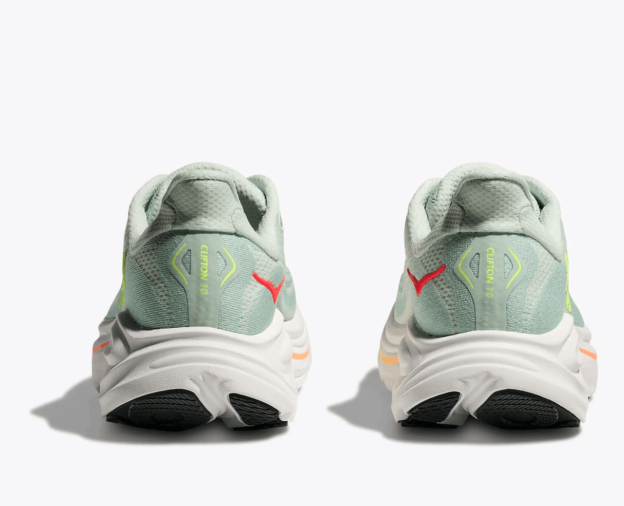 Buy HOKA Women Clifton 10 - Sea Glass / Neon Flame for running in Singapore - Running Lab SG