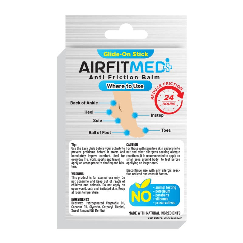 Buy AirFit Medi Easy Glide-On Stick-Foot - Blister Cooling Menthol Infused for running in Singapore - Running Lab SG