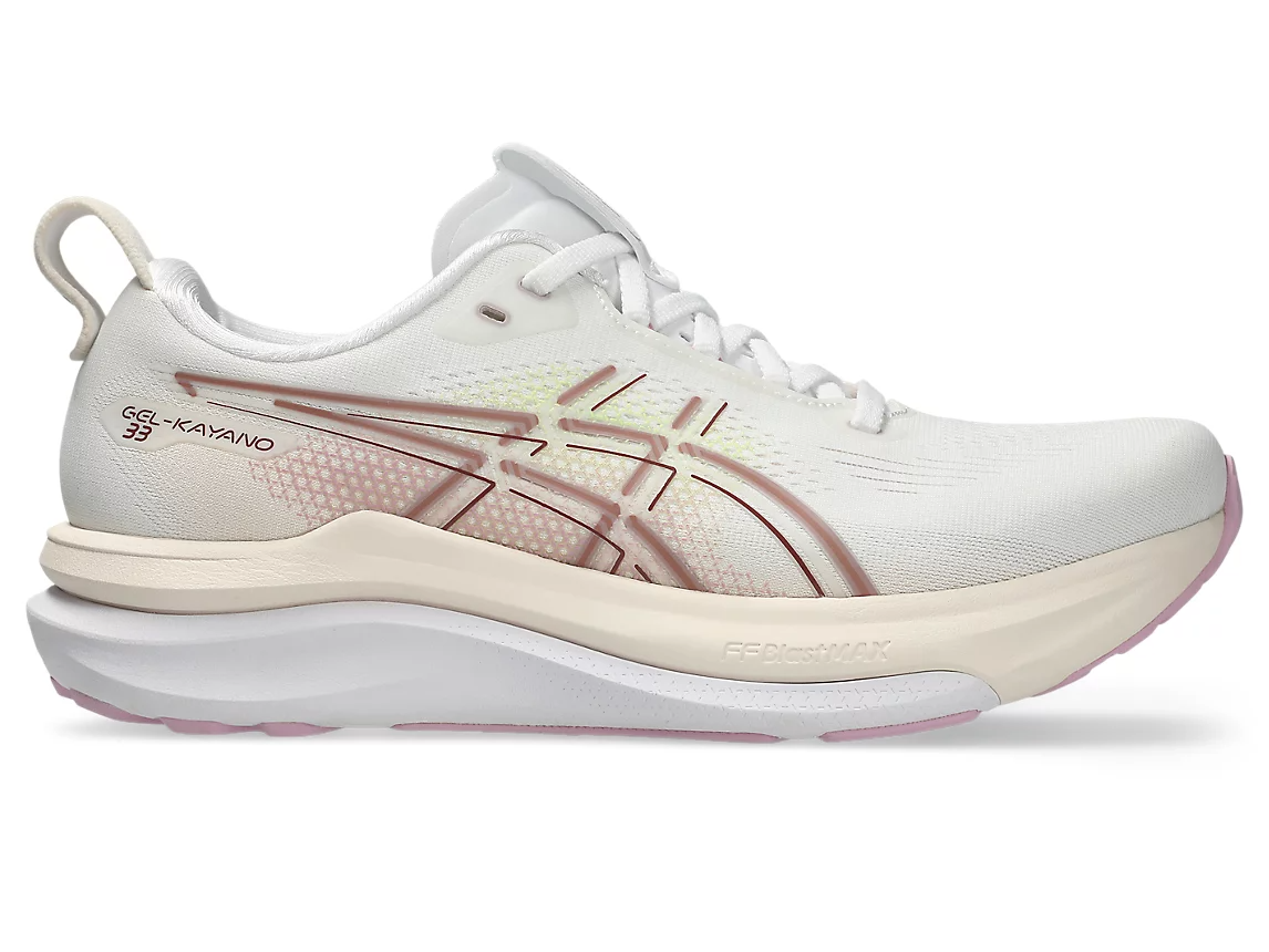 Buy ASICS Women Gel-Kayano 33 Wide - White / Hazy Lilac for running in Singapore - Running Lab SG