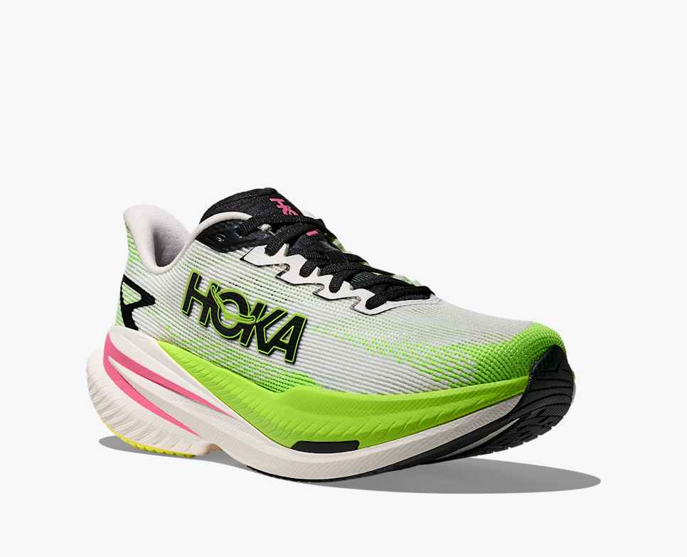 Buy HOKA Women Mach X 3 - White / Neon Lime for running in Singapore - Running Lab SG