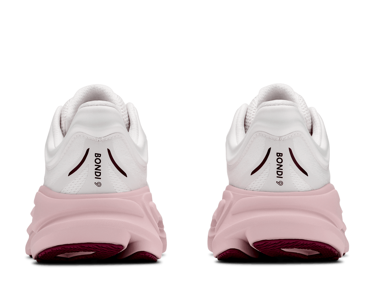 HOKA Women Bondi 9 Wide - White / Pink Opal