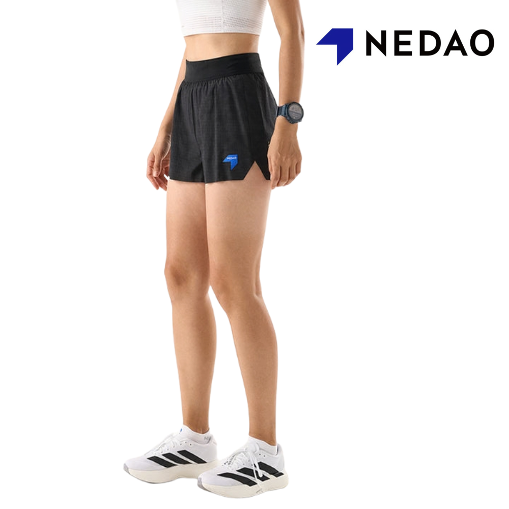 Nedao Women PowerPouch Lite Running Shorts 4" Reflective - Black