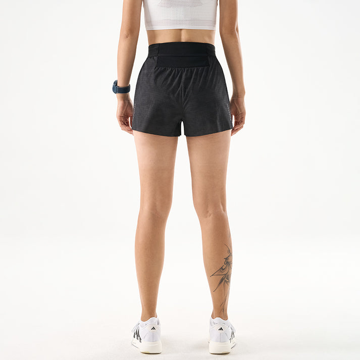 Nedao Women PowerPouch Lite Running Shorts 4" Reflective - Black
