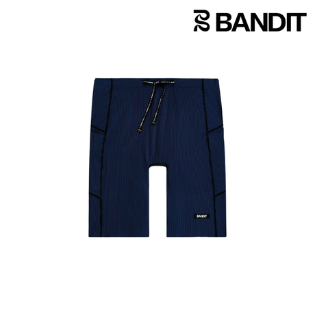 Buy Bandit Men Striped Cadence Half Tights - Black / Bauhaus Blue for running in Singapore - Running Lab SG