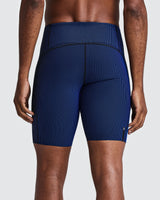 Buy Bandit Men Striped Cadence Half Tights - Black / Bauhaus Blue for running in Singapore - Running Lab SG