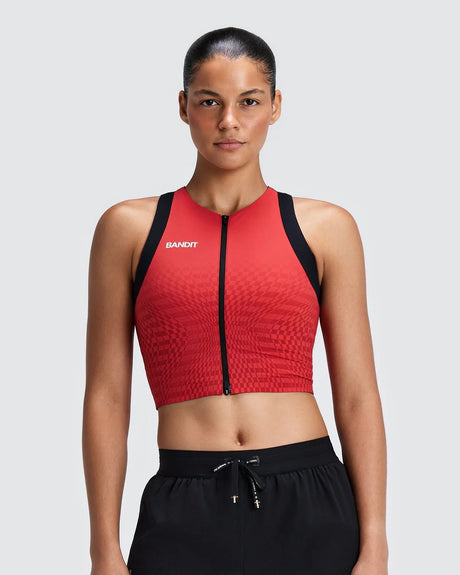 Buy Bandit Women Adapto 2-Way Zip Race Crop - Oxide Red for running in Singapore - Running Lab SG