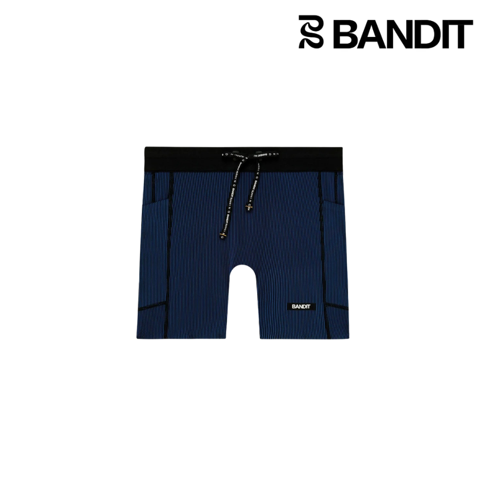 Buy Bandit Women Striped Cadence 5" Compression Shorts - Black / Bauhaus Blue for running in Singapore - Running Lab SG