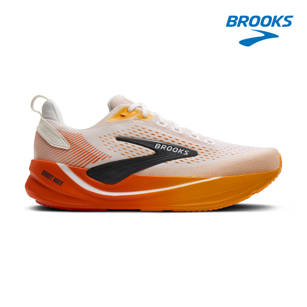 Buy Brooks Men Ghost Max 4 Wide - White / Orange / Red for running in Singapore - Running Lab SG