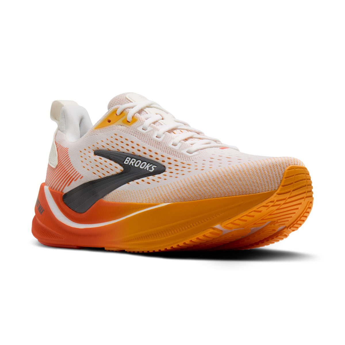 Buy Brooks Men Ghost Max 4 Wide - White / Orange / Red for running in Singapore - Running Lab SG