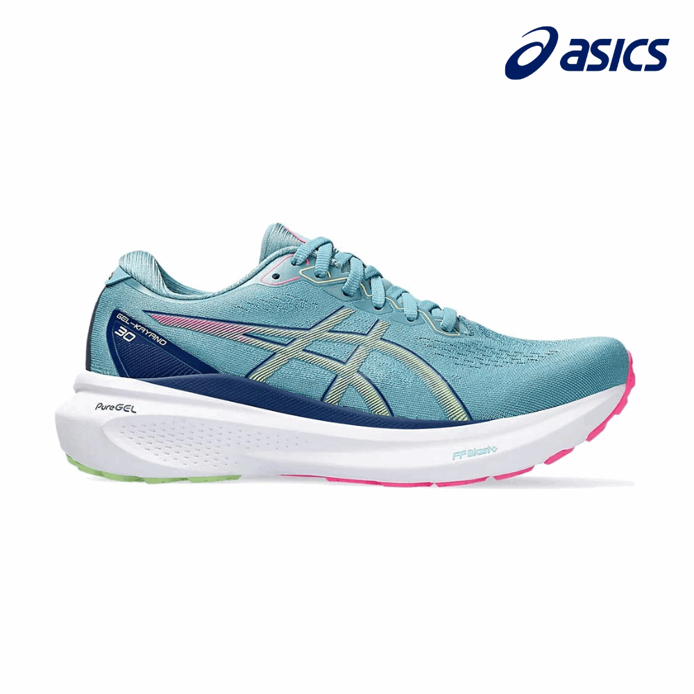 ASICS Women Gel Kayano 30 Gris Blue Lime Green Running Lab Singapore