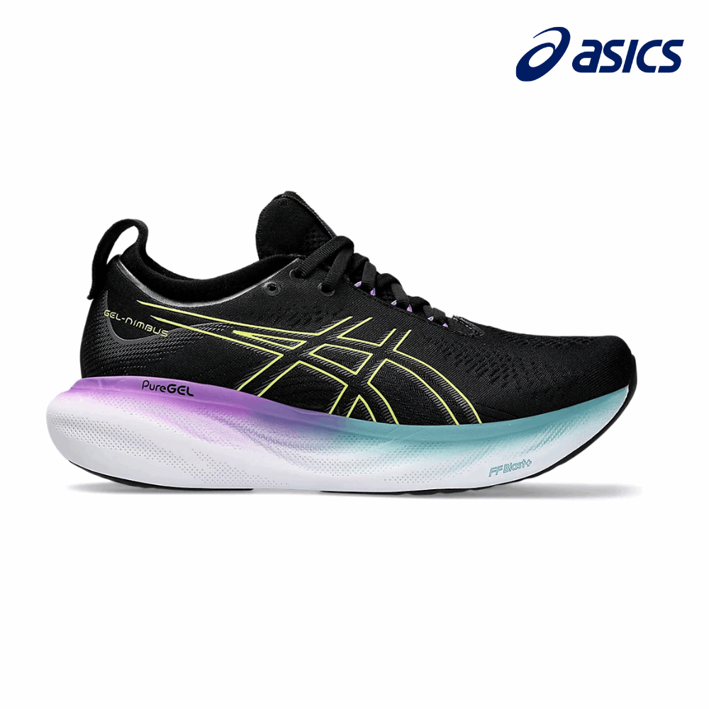 ASICS Women Gel Nimbus 25 D Black Glow Yellow