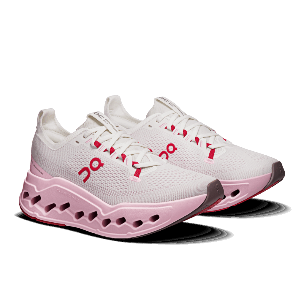 On Women Cloudsurfer Max - Ivory / Peony – Running Lab Singapore