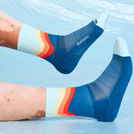 Feetures Active Elite Light Cushion Mini Crew - Blue Swell