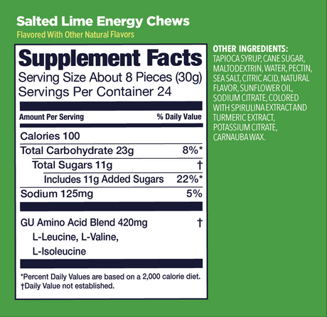 (1 Pack) GU Energy Chews - Salted Lime - Expiry Date: Aug 2026
