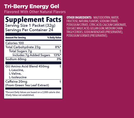 (6 Packs) GU Energy Gel - Tri-Berry - Expiry Date: Nov 2026 / Jan 2027