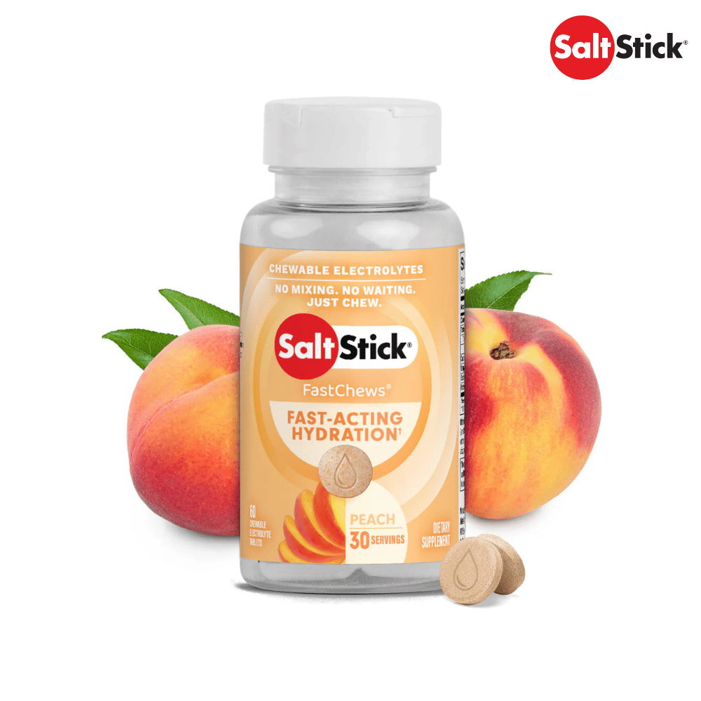 Buy SaltStick FastChews - Peach 60ct Bottle - Expiry Date: Oct 2026 / May 2027 for running in Singapore - Running Lab SG