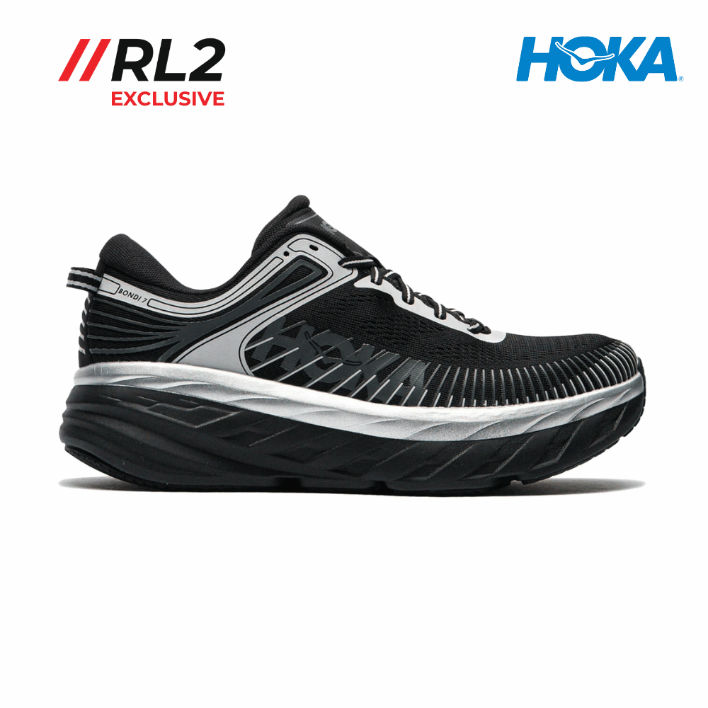 Buy HOKA Men Bondi 7 - Black / Stardust for running in Singapore - Running Lab SG