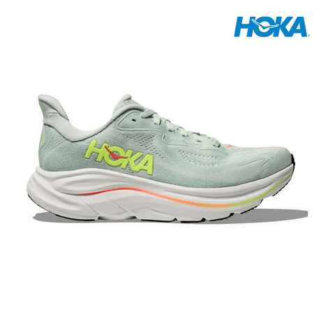 Buy HOKA Women Clifton 10 - Sea Glass / Neon Flame for running in Singapore - Running Lab SG
