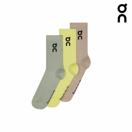 Buy On Unisex Logo Sock High 3-Pack - Lemonade / Tin for running in Singapore - Running Lab SG