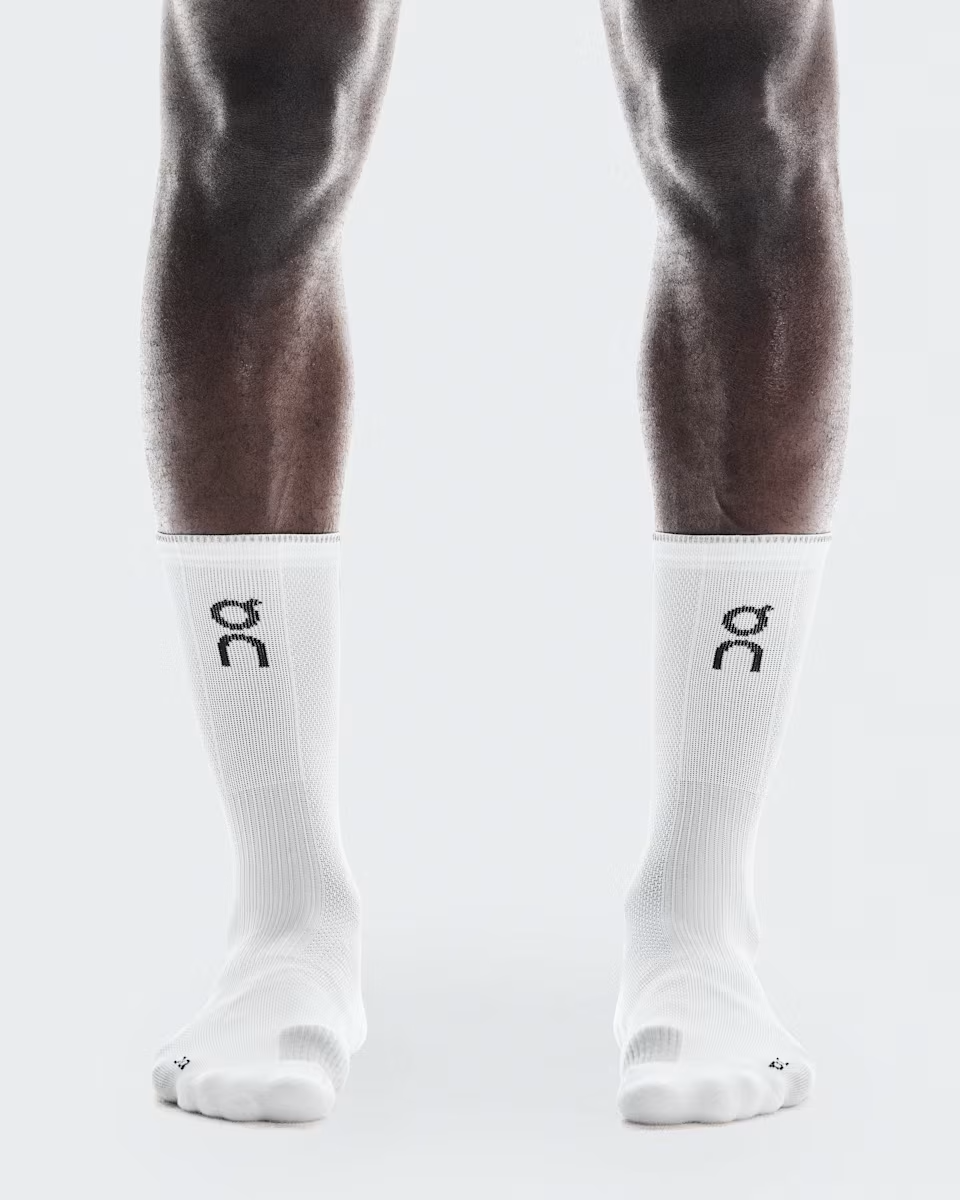 On Unisex Performance Run Sock High - White / Glacier