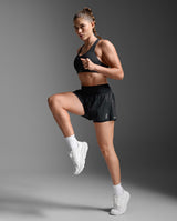 2XU Women Aero Hi-Rise 2-in-1 3 Inch Shorts - Black / Silver Reflective