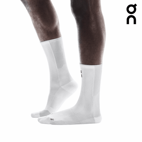 On Unisex Performance Run Sock High - White / Glacier