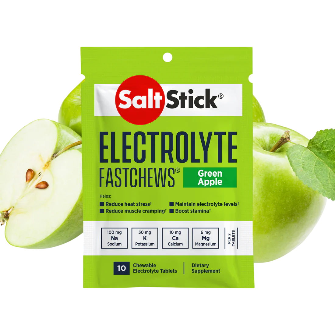 (5 Packs) SaltStick Fastchews Green Apple 10ct Packet - Expiry Date: Sep 2026