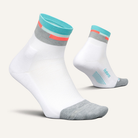 Feetures Active Elite Light Cushion Quarter - Aquatic White