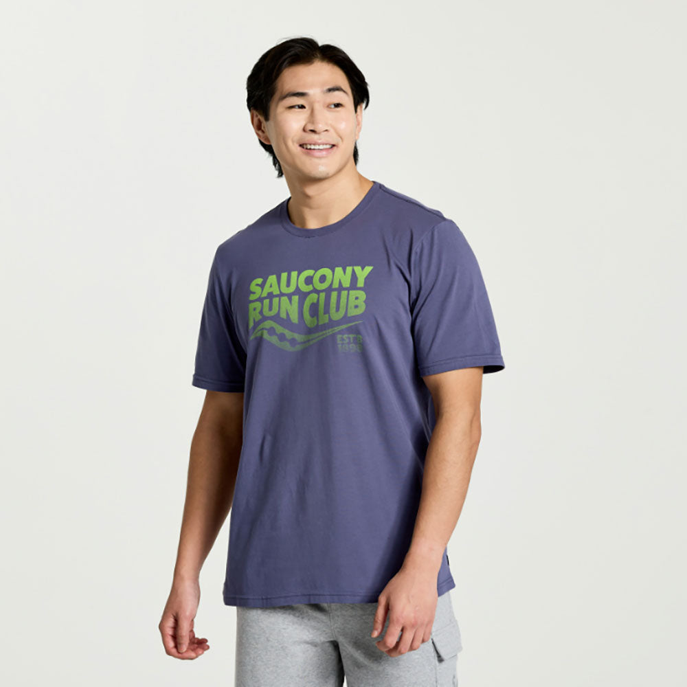 Saucony Men Rested T Shirt Horizon Heather Graphic Running Lab